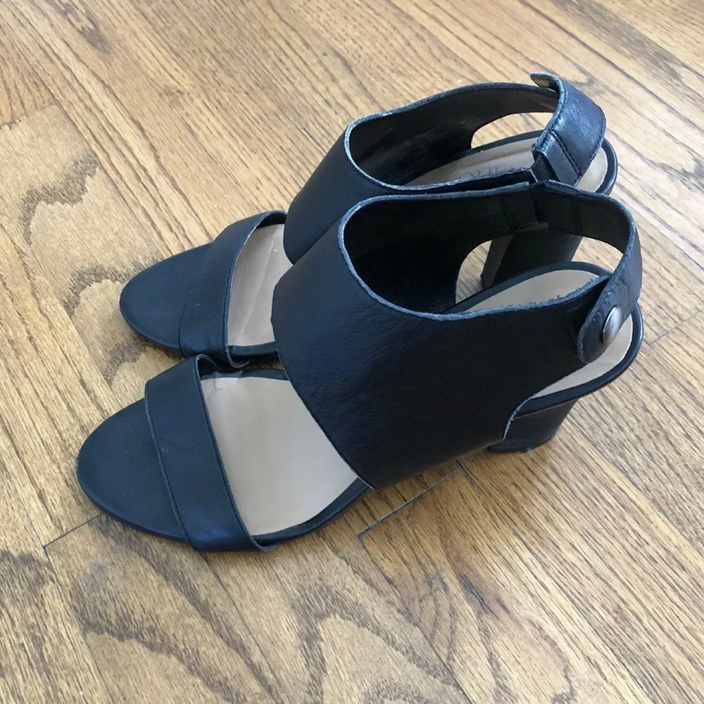 Franco Sarto Deuce Black Leather Heeled Sandals Women’s size US 8 EU 38